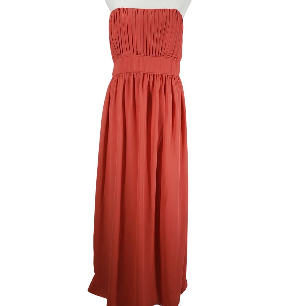 After Six Orange Strapless Tube Top Chiffon Formal Evening Dress Size 14